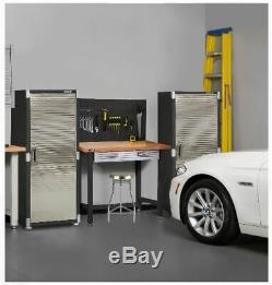 Heavy Duty Storage Cabinet 4 Shelves Satin Graphite Adjustable Stainless Steel