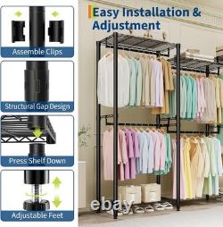 Heavy Duty Storage Clothes Rail Rack Garment Hanging Stand Open Wardrobe Shelf