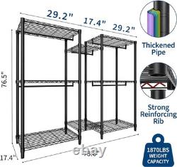 Heavy Duty Storage Clothes Rail Rack Garment Hanging Stand Open Wardrobe Shelf