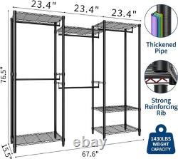 Heavy Duty Storage Clothes Rail Rack Garment Hanging Stand Open Wardrobe Shelf