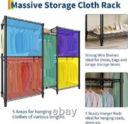 Heavy Duty Storage Clothes Rail Rack Garment Hanging Stand Open Wardrobe Shelf