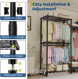 Heavy Duty Storage Clothes Rail Rack Garment Hanging Stand Open Wardrobe Shelf