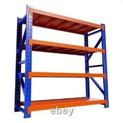 Heavy Duty Storage Rack, 4-Tier Metal Shelving Unit, Blue & Orange 200x200x60cm