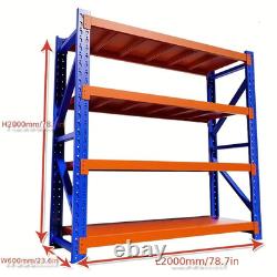 Heavy Duty Storage Rack, 4-Tier Metal Shelving Unit, Blue & Orange 200x200x60cm