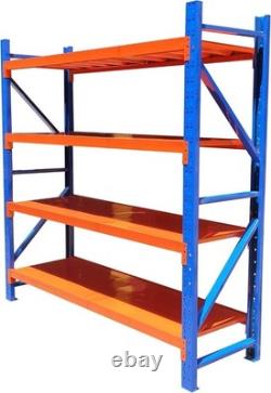 Heavy Duty Storage Rack, 4-Tier Metal Shelving Unit, Blue & Orange 200x200x60cm