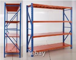 Heavy Duty Storage Rack, 4-Tier Metal Shelving Unit, Blue & Orange 200x200x60cm