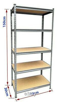Heavy Duty Storage Racking 5 Tier Grey Shelving Boltless (150 x 70 x 30) cm S247
