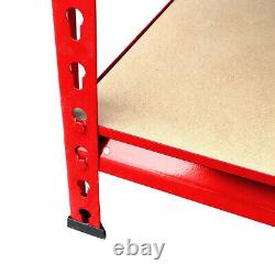 Heavy Duty Storage Racking 5 Tier Red Shelving Boltless Rivet (150x70x30) cm