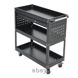 Heavy Duty Tool Storage Garage Trolley Workshop Cart Shelf 3 Tire Wheel Drawer