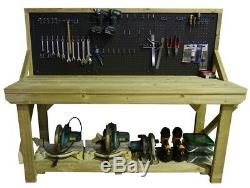 Heavy Duty Wooden WorkBench With Peg Board 4FT-6FT Outdoor/MDF/Indoor Table Top