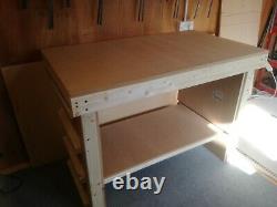 Heavy Duty Wooden Workbench 4 Feet Long With Multiple Shelves