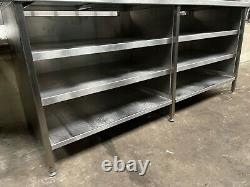 Heavy Duty stainless steel Prep table with shelfs back bench storage £400 + vat