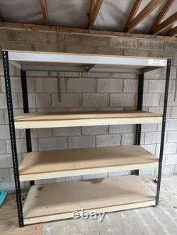 Heavy duty commercial-grade racking. 600kg Per shelf. Used