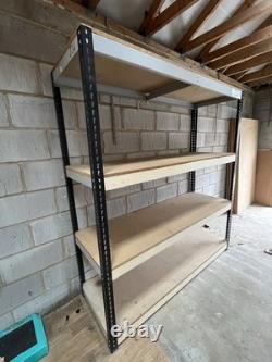 Heavy duty commercial-grade racking. 600kg Per shelf. Used