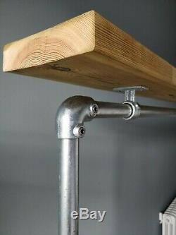 Heavy duty industrial clothes rail (double base with top shelf)