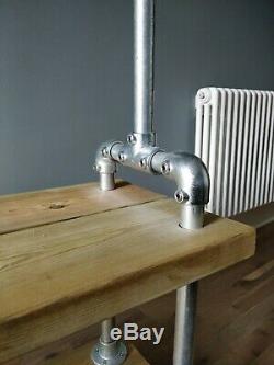 Heavy duty industrial clothes rail (double base with top shelf)