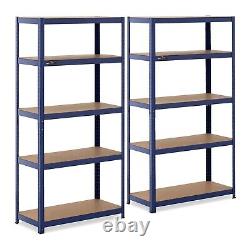 Heavy duty metal shelf Cellar shelf 90x40x180 cm for 5 x 175 kg blue 2 pcs