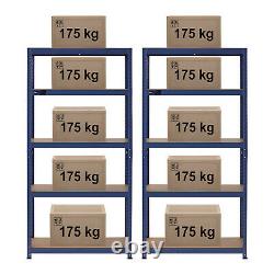 Heavy duty metal shelf Cellar shelf 90x40x180 cm for 5 x 175 kg blue 2 pcs