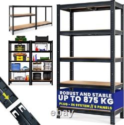 Industrial 5-Tier Storage Shelves Freestanding Heavy Duty 875KG Load Black