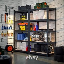Industrial 5-Tier Storage Shelves Freestanding Heavy Duty 875KG Load Black