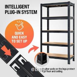 Industrial 5-Tier Storage Shelves Freestanding Heavy Duty 875KG Load Black