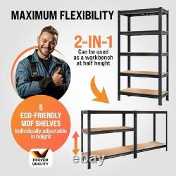 Industrial 5-Tier Storage Shelves Freestanding Heavy Duty 875KG Load Black