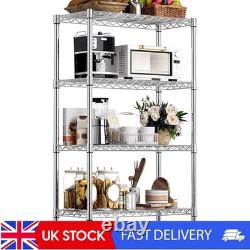 Industrial Chrome Metal Storage Shelves 4-Tier Adjustable Steel Rack 35x75x120cm