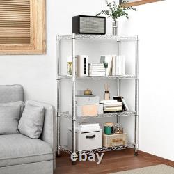 Industrial Chrome Metal Storage Shelves 4-Tier Adjustable Steel Rack 35x75x120cm