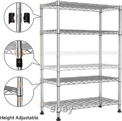 Industrial Chrome Metal Storage Shelves 4-Tier Adjustable Steel Rack 35x75x120cm