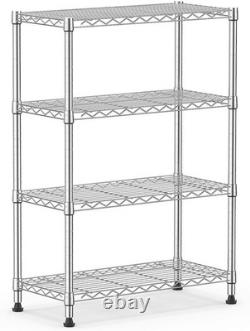 Industrial Chrome Metal Storage Shelves 4-Tier Adjustable Steel Rack 35x75x120cm