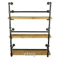 Industrial Drinks Cabinet/Shelving Unit- Reclaimed Timber & Raw Steel Pipe Style