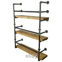 Industrial Drinks Cabinet/Shelving Unit- Reclaimed Timber & Raw Steel Pipe Style