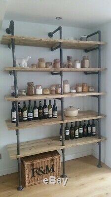 Industrial Iron Gas Pipe and Scaffold Board Shelving Unit for any Room