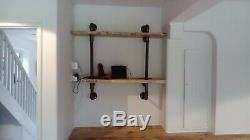 Industrial Iron Gas Pipe and Scaffold Board Shelving Unit for any Room