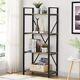 Industrial Metal And Wood Bookshelf Case 4 Tier Shelves Display Unit Black Stand