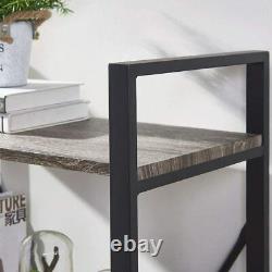 Industrial Metal and Wood Bookshelf Case 4 Tier Shelves Display Unit Black Stand