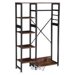 Industrial Open Wardrobe Clothes Rail Rack Unit Rustic Storage Shelves Stand UK