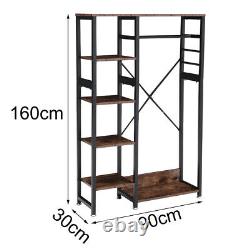Industrial Open Wardrobe Clothes Rail Rack Unit Rustic Storage Shelves Stand UK