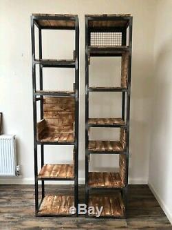 Industrial Shelving Unit Pallet Shelves Recycled Wood Bookshelf Room