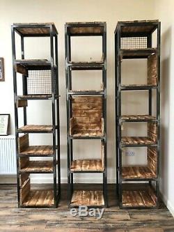 Industrial Shelving Unit Pallet Shelves Recycled Wood Bookshelf Room