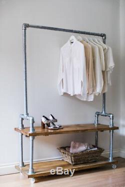 Industrial Style Clothes Rail with Shelves / Storage Solution