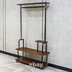 Industrial Style Coat Rack Shoe Bench Hall Tree Entryway Clothes Storage Shelf