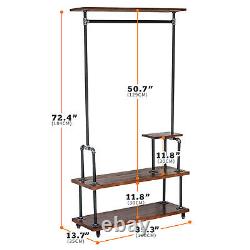Industrial Style Coat Rack Shoe Bench Hall Tree Entryway Clothes Storage Shelf