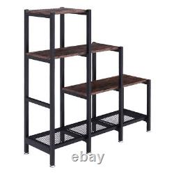 Industrial Wood 3 Tiers Cube Ladder Shelf Bookcase Step Stand Rack Room Divider