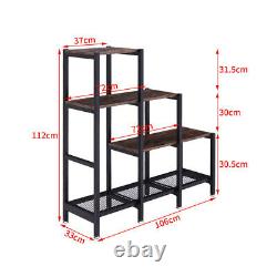 Industrial Wood 3 Tiers Cube Ladder Shelf Bookcase Step Stand Rack Room Divider