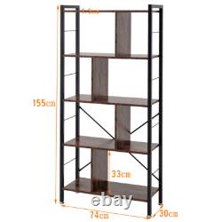 Industrial Wood Bookcase Bookshelf Display Storage Shelving Unit 5 Tiers Racking