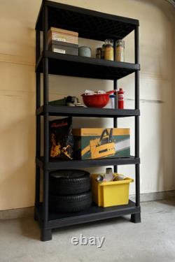 Keter Plus 5 Tier Shelving Unit Garage Storage Rack Heavy Duty Plastic Shelf NEW
