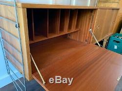 Ladderax Shelving Unit with Bureau, cupboard. Teak Shelves/Grey Ladders