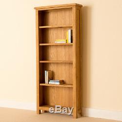 Lanner Oak Large Bookcase Tall Wide 5 Display Shelves Unit Solid Wood Bookshelf
