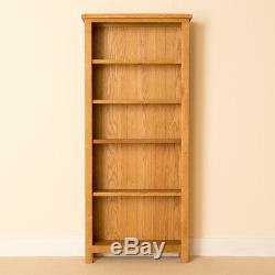 Lanner Oak Large Bookcase Tall Wide 5 Display Shelves Unit Solid Wood Bookshelf